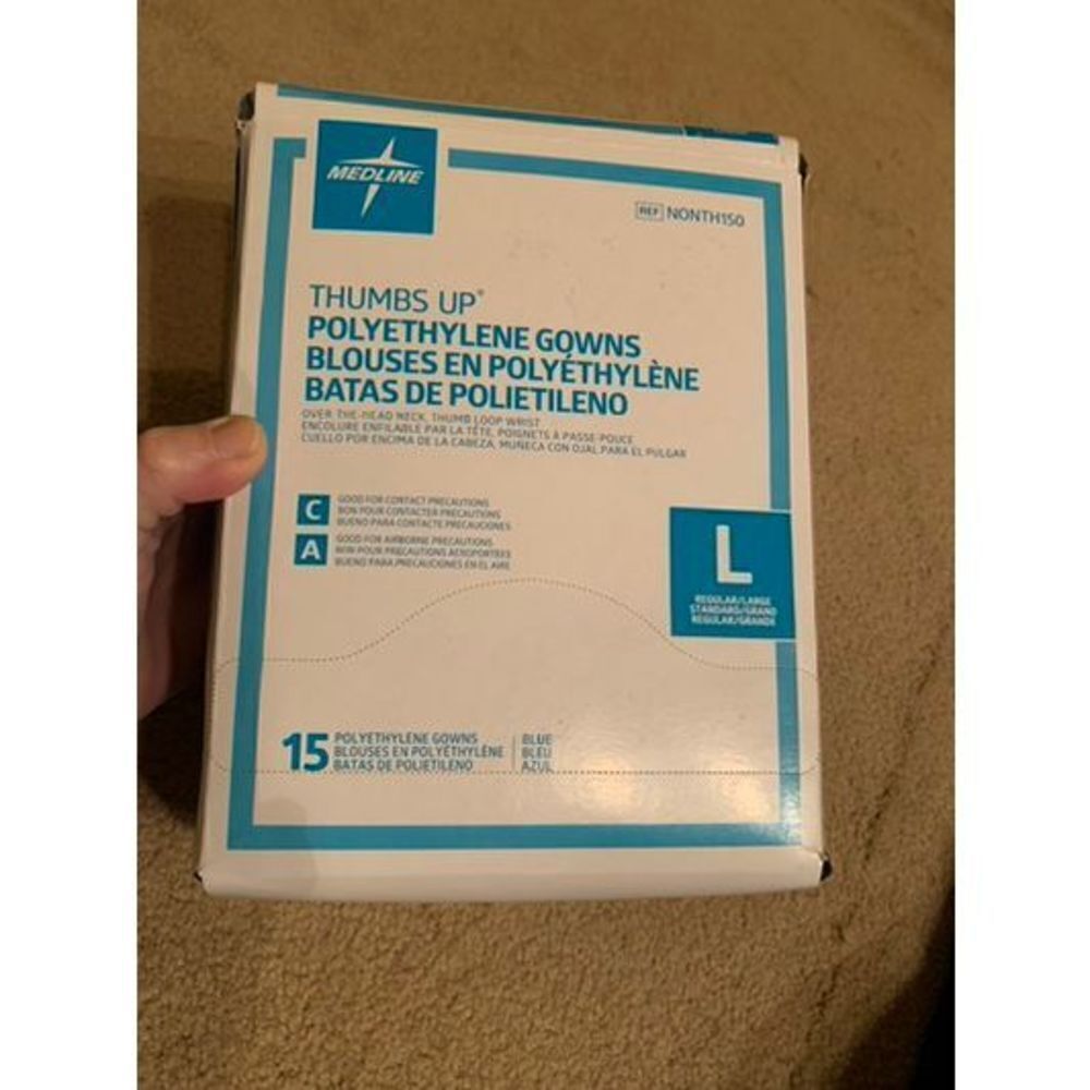 Medline Size Large Polyethylene Gowns 15 Pack *New*